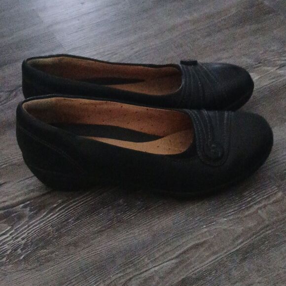 Clarks Artisan Unstructured black dress show with heel  Sz 7.5 - Picture 5 of 8